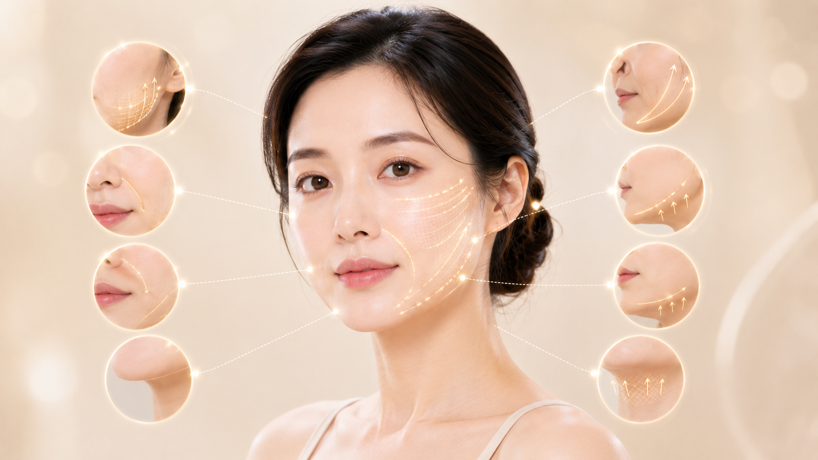볼 처짐·턱선 흐림·마리오네트·팔자·턱밑 무게감 적응증 지도